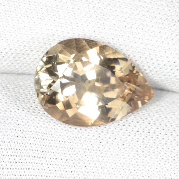 Teardrop shaped champagne morganite brilliant cut 15ctw loose stone . Stunning - Picture 1 of 13